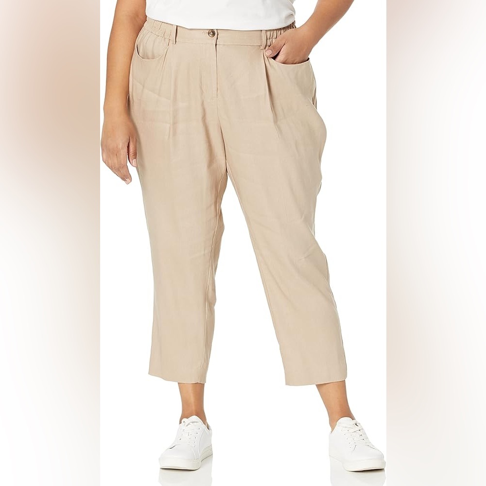 Calvin Klein Linen Blend Capri Pants NWT Tan Size 3X